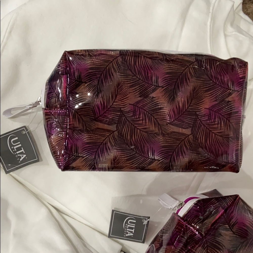 Ulta NWT clear palm tree cosmetic makeup bag case